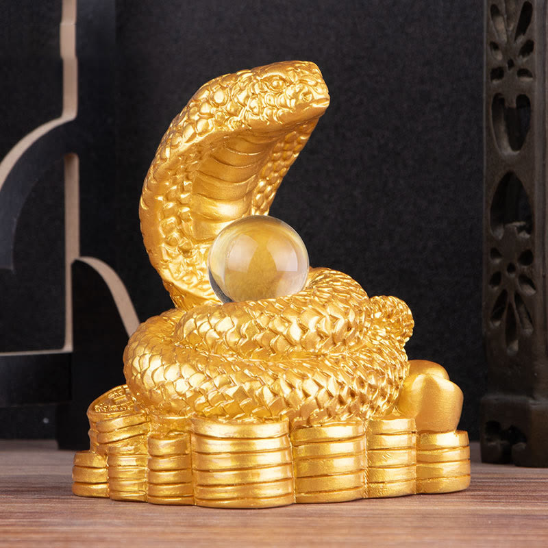 Nimara Ritual Year Of The Snake Ingots Copper Coins Ball Wealth Resin Statue Home Decoration