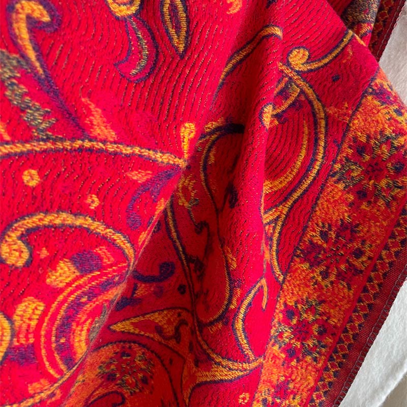 Nimara Ritual Tibetan Cashew Flower Tassel Shawl Fall Winter Cozy Travel Scarf Wrap