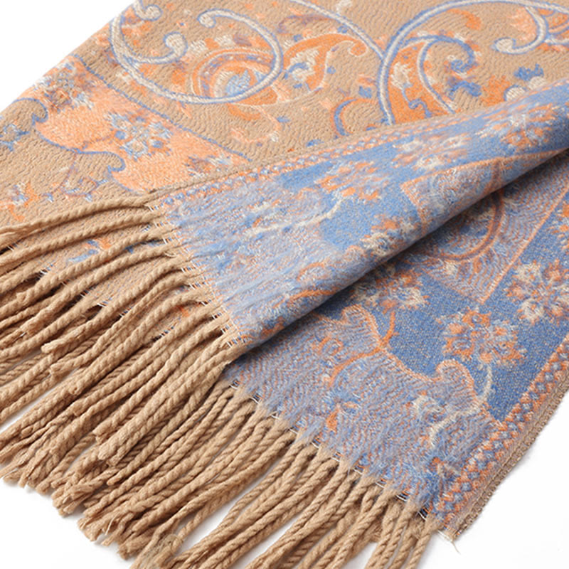 Nimara Ritual Tibetan Cashew Flower Tassel Shawl Fall Winter Cozy Travel Scarf Wrap