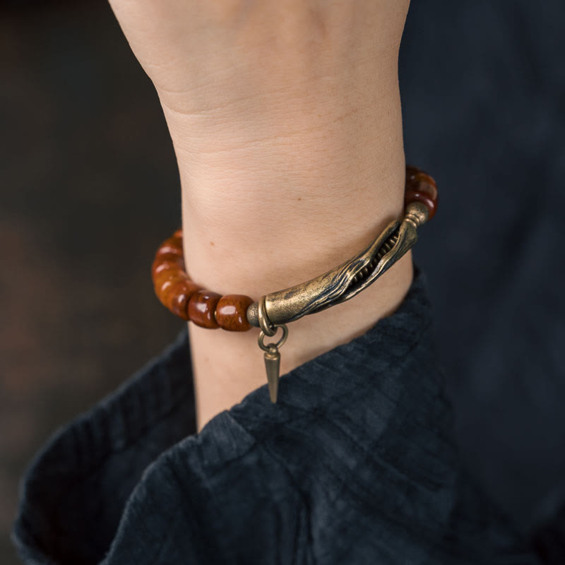 Nimara Ritual Bone Beads Copper Cone Pendant Strength Bracelet