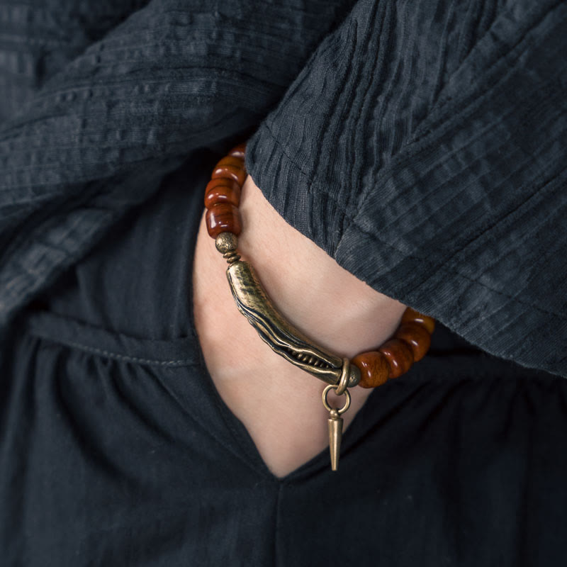 Nimara Ritual Bone Beads Copper Cone Pendant Strength Bracelet