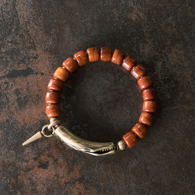 Nimara Ritual Bone Beads Copper Cone Pendant Strength Bracelet