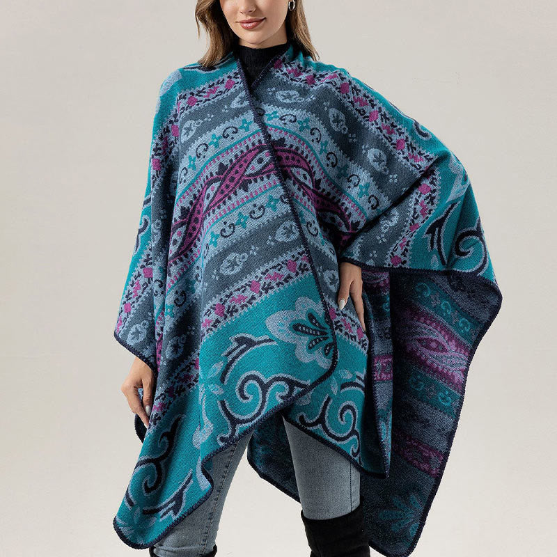 Nimara Ritual Tibetan Geometric Horizontal Stripe Flowers Pattern Shawl Fall Winter Warm Soft Scarf Wrap