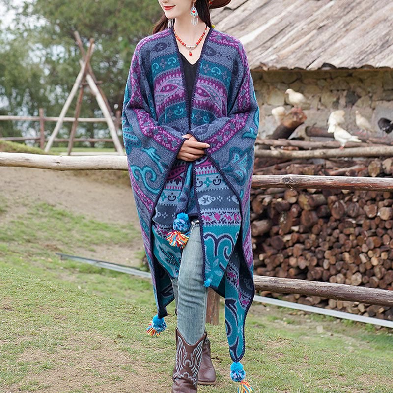 Nimara Ritual Tibetan Geometric Horizontal Stripe Flowers Pattern Shawl Fall Winter Warm Soft Scarf Wrap