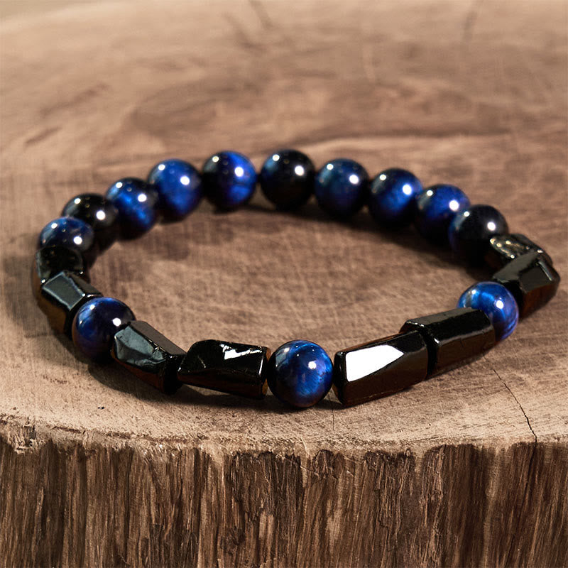Nimara Ritual Blue Tiger Eye Black Tourmaline Strength Bracelet