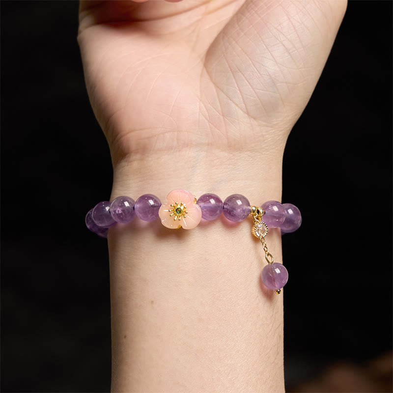 Nimara Ritual Amethyst Peach Blossom Fortune Meditation Bracelet