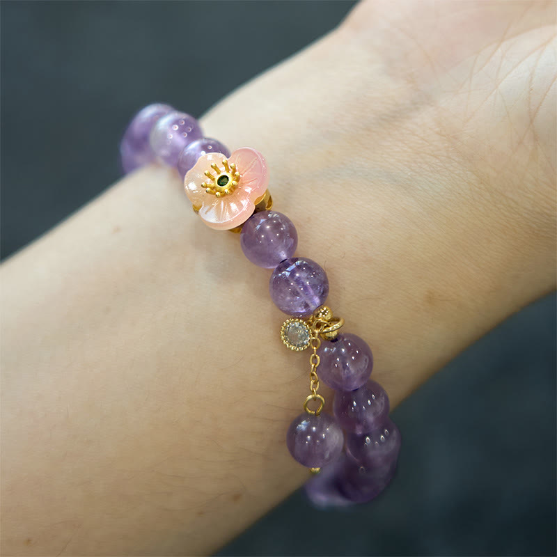 Nimara Ritual Amethyst Peach Blossom Fortune Meditation Bracelet