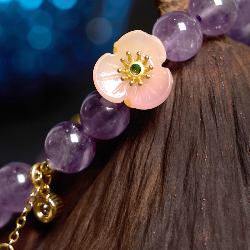 Nimara Ritual Amethyst Peach Blossom Fortune Meditation Bracelet