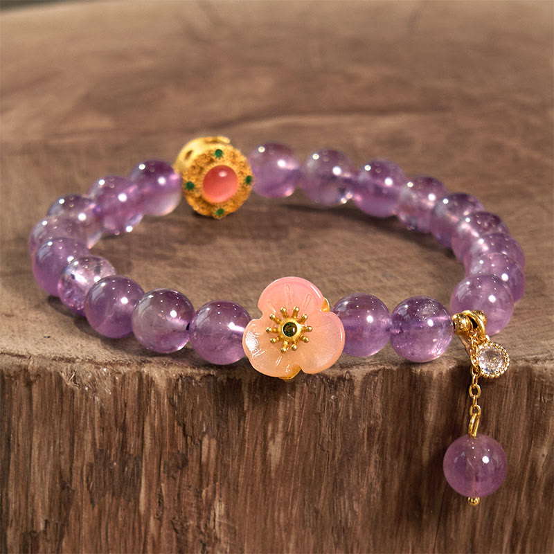 Nimara Ritual Amethyst Peach Blossom Fortune Meditation Bracelet