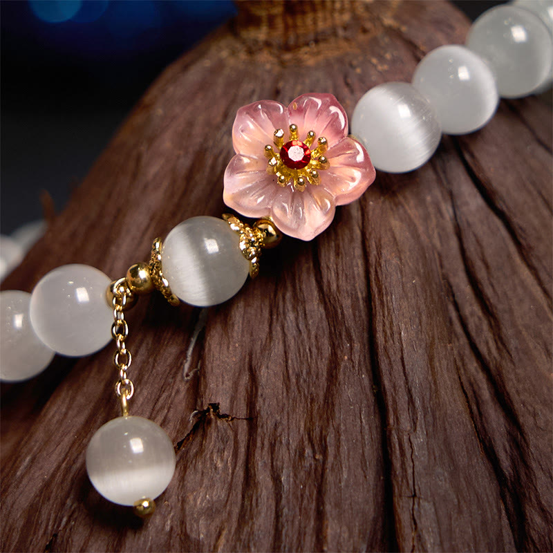 Nimara Ritual Chrysoberyl Cat's Eye Pink Flowers Support Bracelet