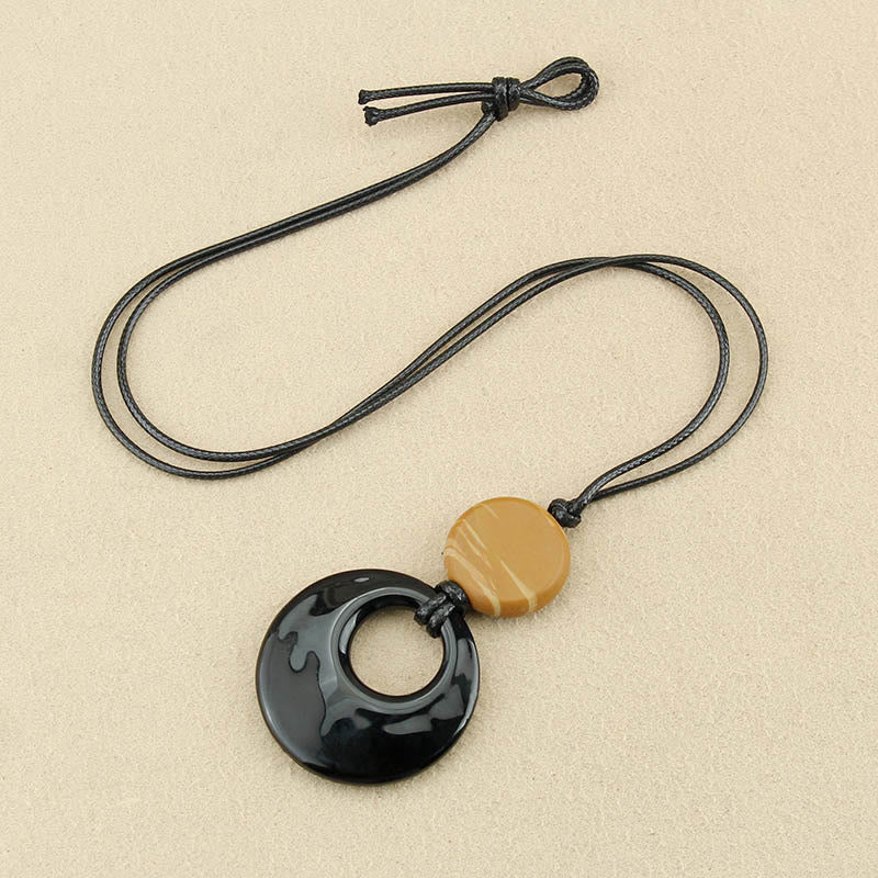 Nimara Ritual Black Obsidian Liuli Picture Stone Copper Fulfilment Necklace Pendant