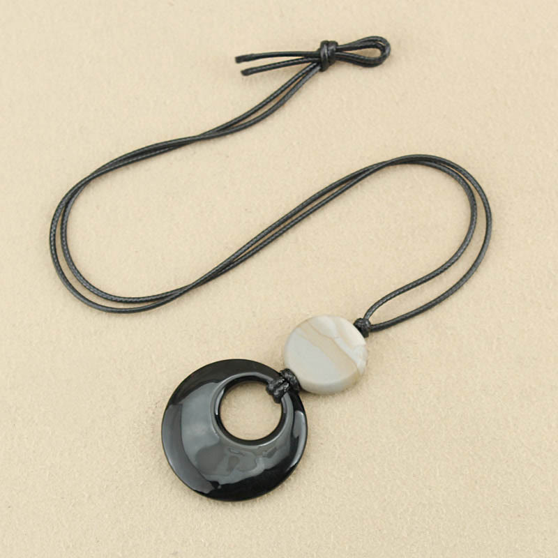 Nimara Ritual Black Obsidian Liuli Picture Stone Copper Fulfilment Necklace Pendant