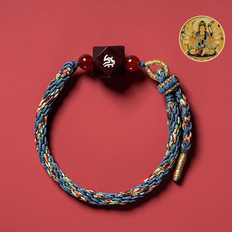 Nimara Ritual Chinese Zodiac Natal Buddha Small Leaf Red Sandalwood Red String Protection Bracelet