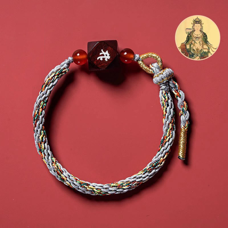 Nimara Ritual Chinese Zodiac Natal Buddha Small Leaf Red Sandalwood Red String Protection Bracelet