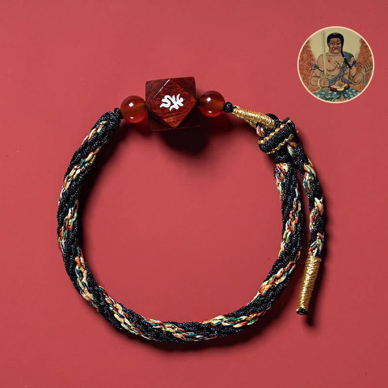 Nimara Ritual Chinese Zodiac Natal Buddha Small Leaf Red Sandalwood Red String Protection Bracelet