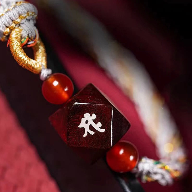 Nimara Ritual Chinese Zodiac Natal Buddha Small Leaf Red Sandalwood Red String Protection Bracelet