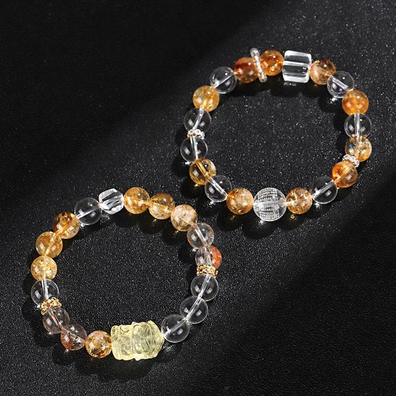 Nimara Ritual Natural Citrine Pearl Topaz White Crystal Protection Bracelet