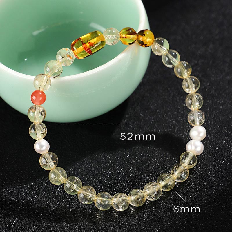 Nimara Ritual Natural Citrine Pearl Topaz White Crystal Protection Bracelet