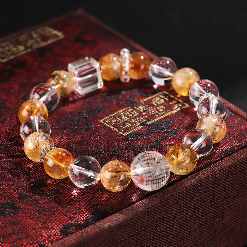 Nimara Ritual Natural Citrine Pearl Topaz White Crystal Protection Bracelet
