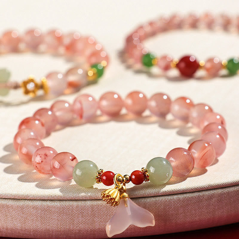 Nimara Ritual South Red Agate Butterfly Orchid Hetian Jade Luck Bracelet