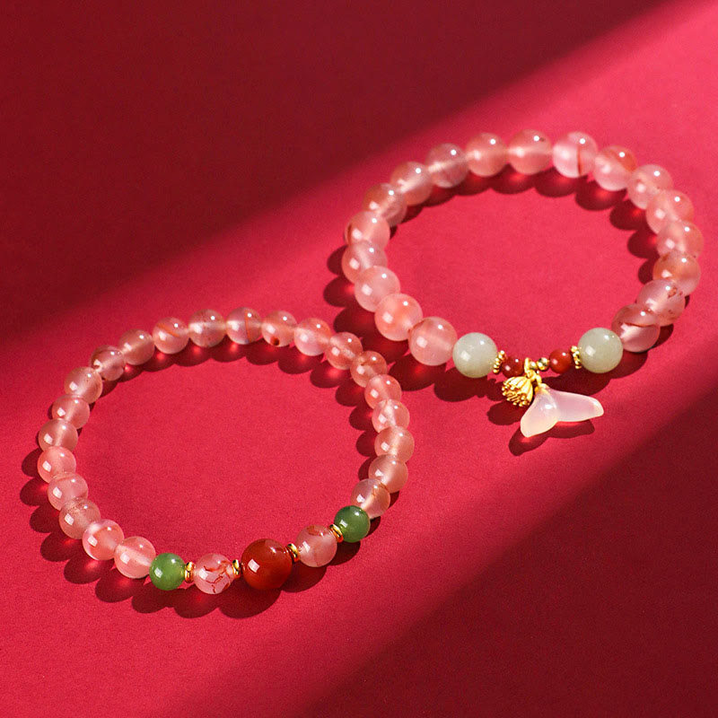 Nimara Ritual South Red Agate Butterfly Orchid Hetian Jade Luck Bracelet