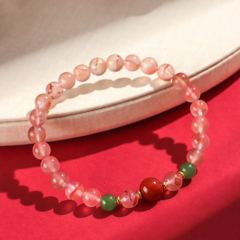 Nimara Ritual South Red Agate Butterfly Orchid Hetian Jade Luck Bracelet