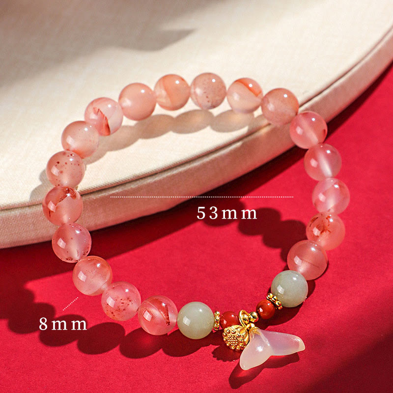 Nimara Ritual South Red Agate Butterfly Orchid Hetian Jade Luck Bracelet