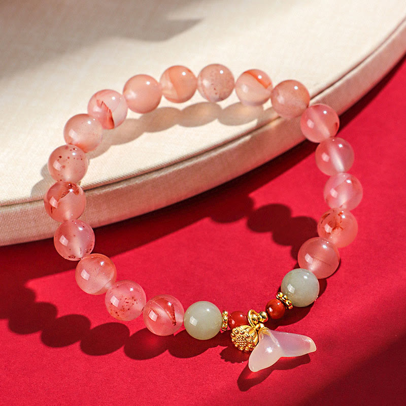 Nimara Ritual South Red Agate Butterfly Orchid Hetian Jade Luck Bracelet