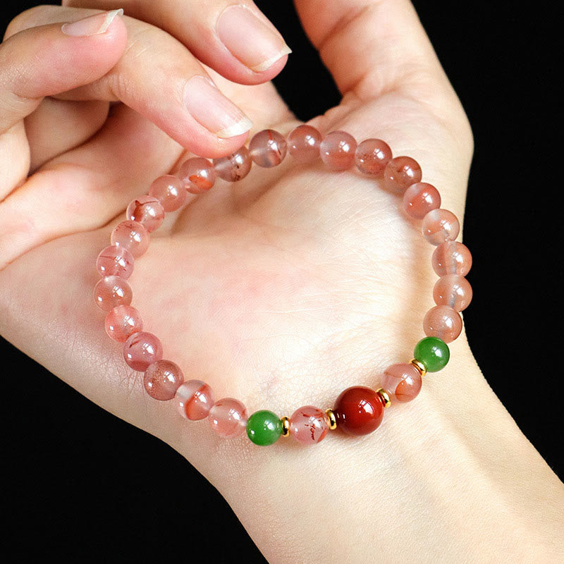 Nimara Ritual South Red Agate Butterfly Orchid Hetian Jade Luck Bracelet