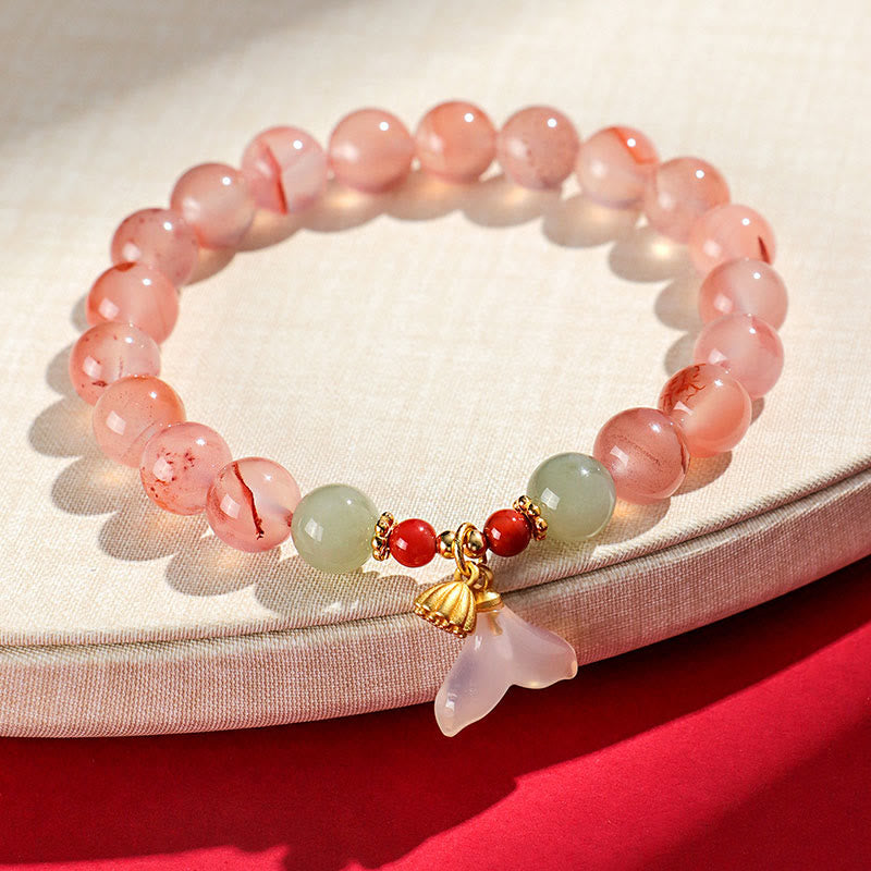 Nimara Ritual South Red Agate Butterfly Orchid Hetian Jade Luck Bracelet