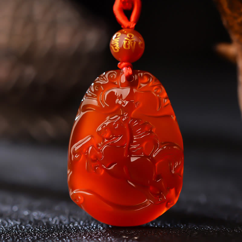 Nimara Ritual Chinese Zodiac Red Agate Calm Necklace Pendant