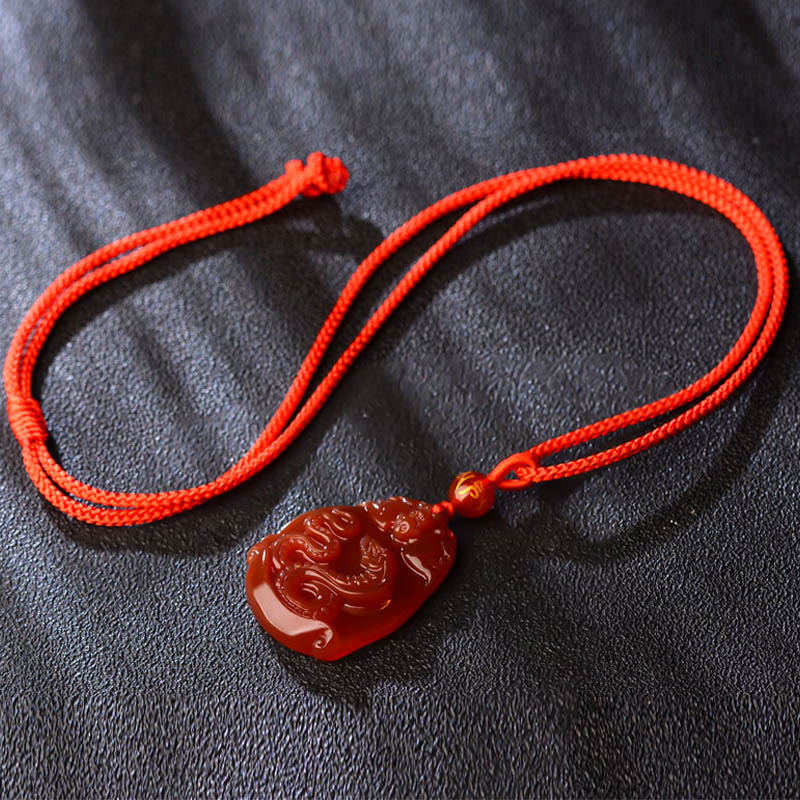 Nimara Ritual Chinese Zodiac Red Agate Calm Necklace Pendant