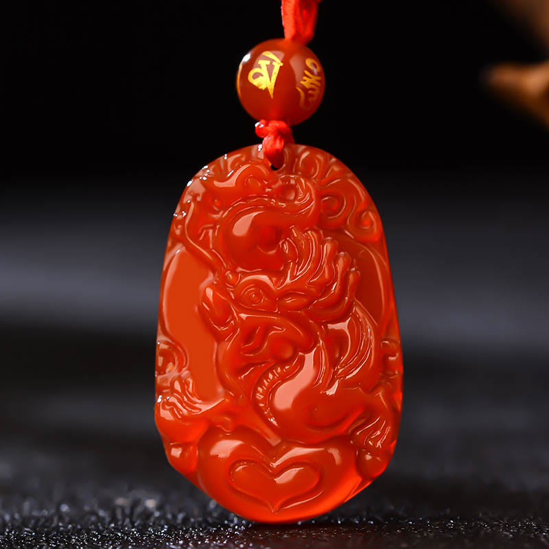 Nimara Ritual Chinese Zodiac Red Agate Luck Necklace Pendant
