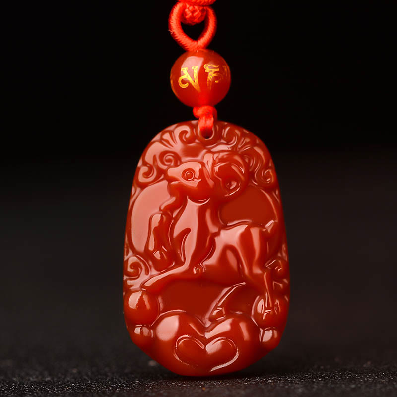 Nimara Ritual Chinese Zodiac Red Agate Luck Necklace Pendant