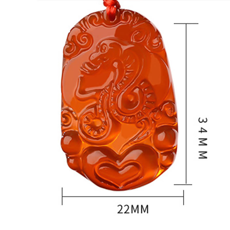 Nimara Ritual Chinese Zodiac Red Agate Luck Necklace Pendant