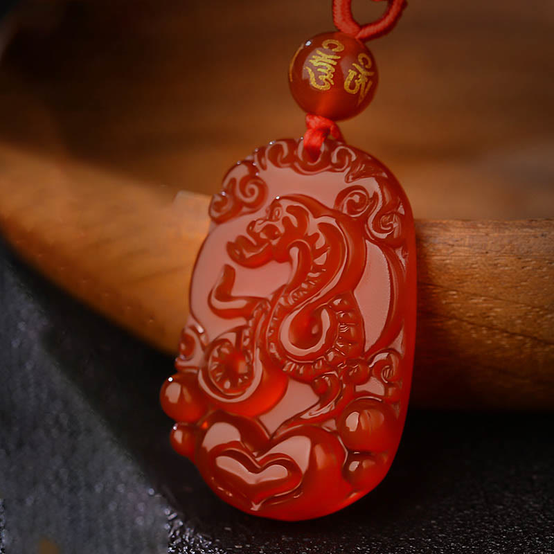 Nimara Ritual Chinese Zodiac Red Agate Luck Necklace Pendant