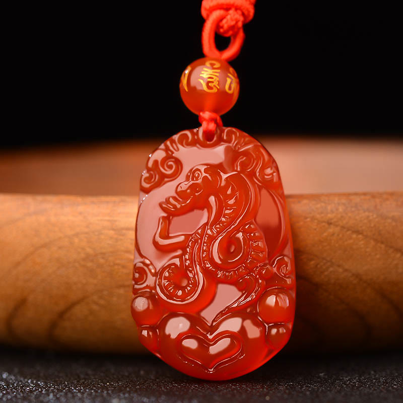 Nimara Ritual Chinese Zodiac Red Agate Luck Necklace Pendant
