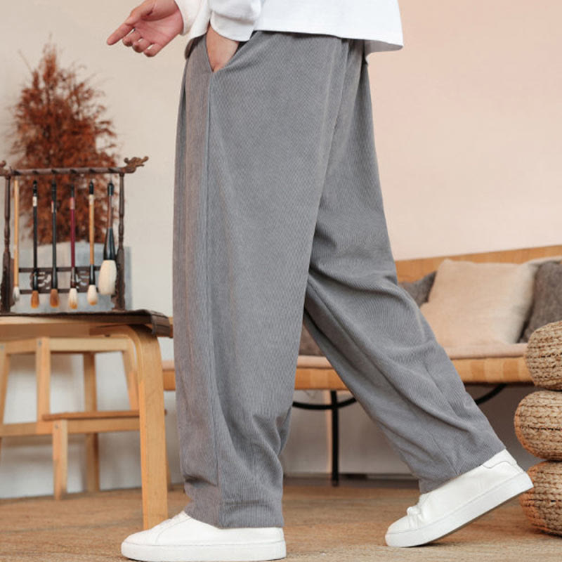 Nimara Ritual Fall Winter Men's Drawstring Corduroy Solid Pants With Pockets