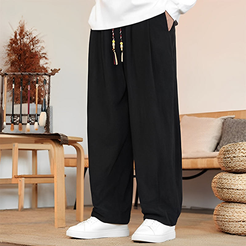 Nimara Ritual Fall Winter Men's Drawstring Corduroy Solid Pants With Pockets