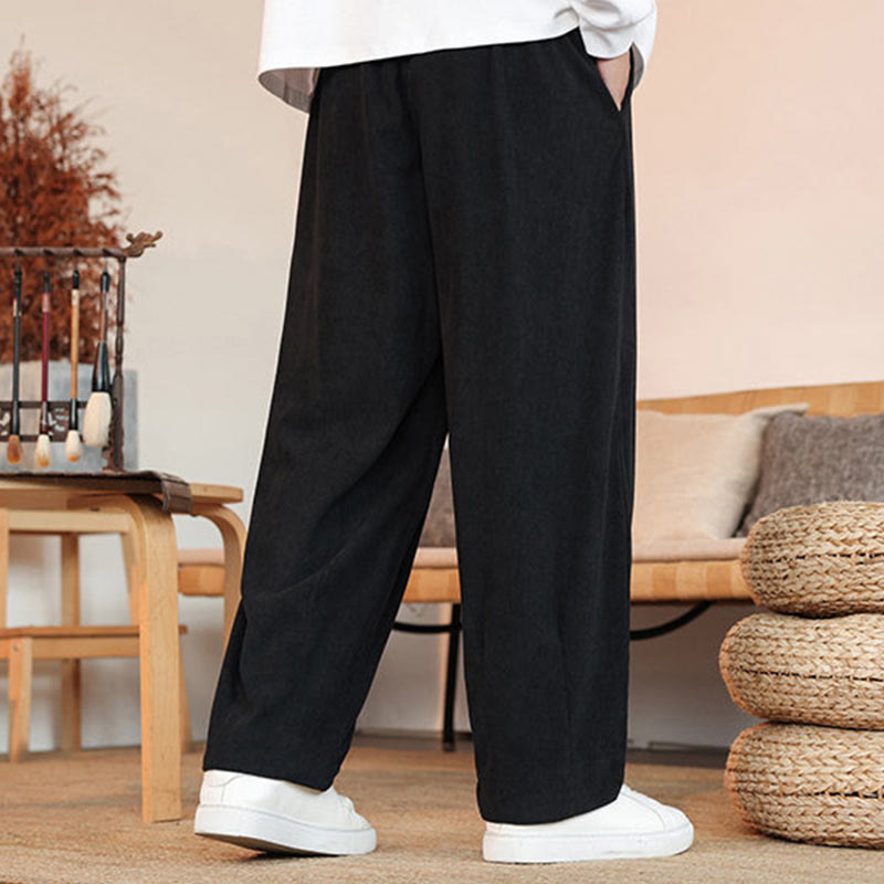 Nimara Ritual Fall Winter Men's Drawstring Corduroy Solid Pants With Pockets