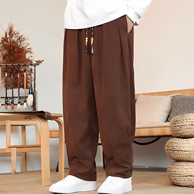 Nimara Ritual Fall Winter Men's Drawstring Corduroy Solid Pants With Pockets
