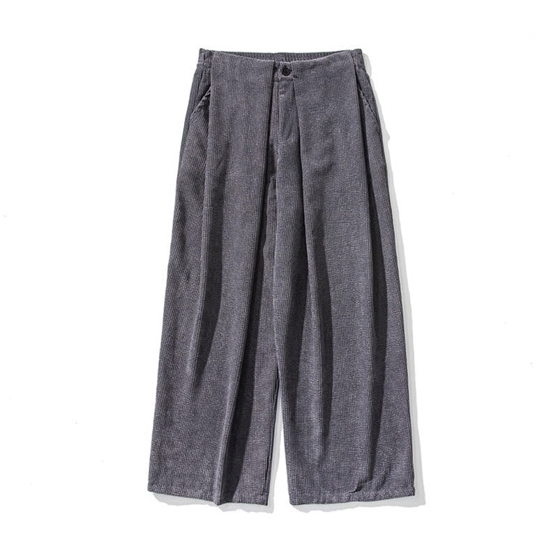 Nimara Ritual Solid Color Cotton Corduroy Men's Wide Leg Pants With Pockets