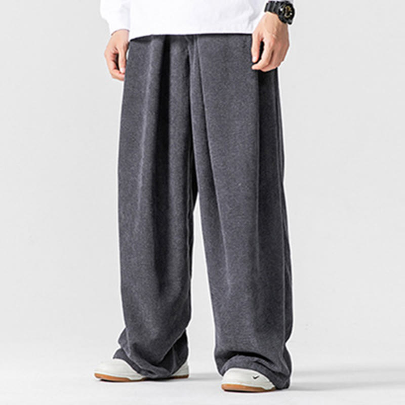Nimara Ritual Solid Color Cotton Corduroy Men's Wide Leg Pants With Pockets