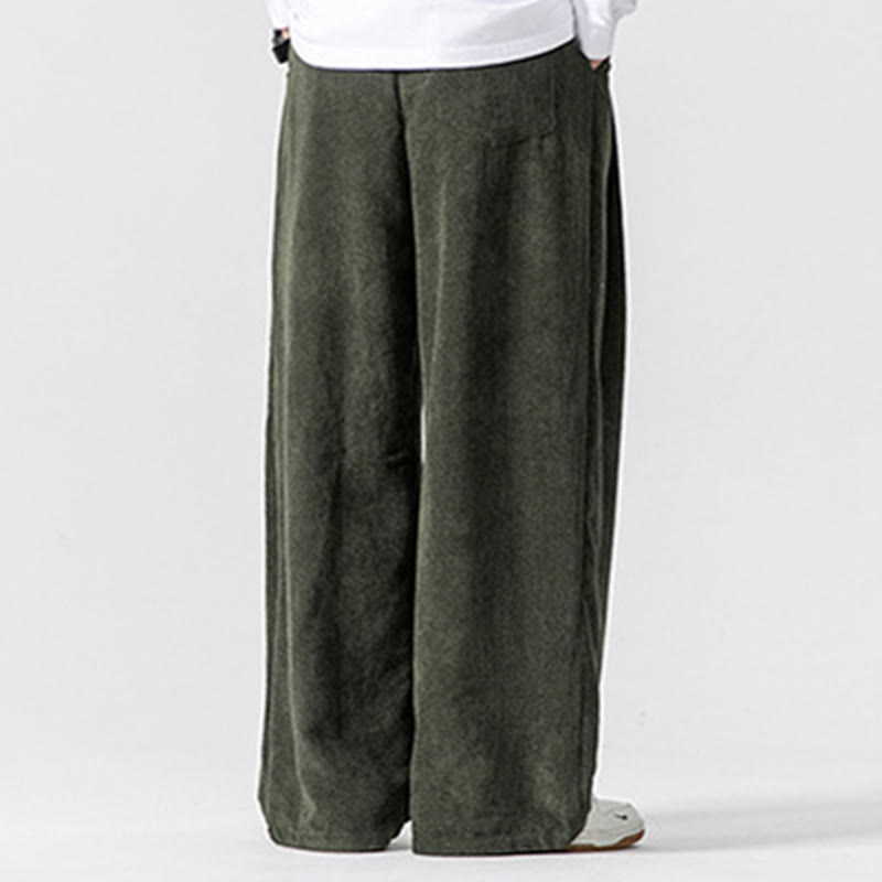 Nimara Ritual Solid Color Cotton Corduroy Men's Wide Leg Pants With Pockets