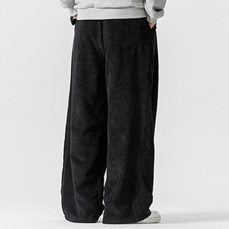 Nimara Ritual Solid Color Cotton Corduroy Men's Wide Leg Pants With Pockets