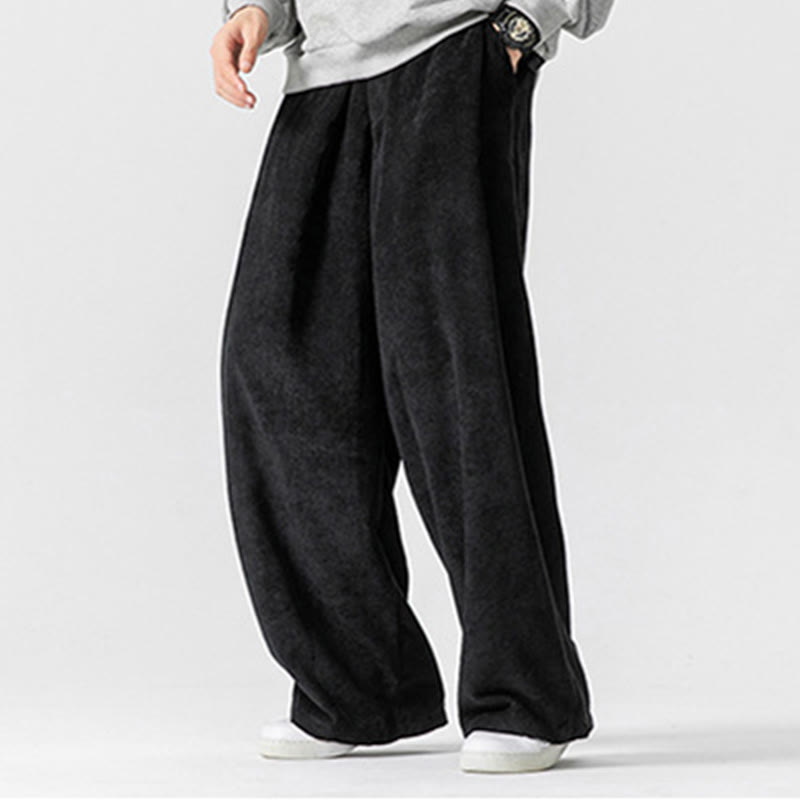 Nimara Ritual Solid Color Cotton Corduroy Men's Wide Leg Pants With Pockets