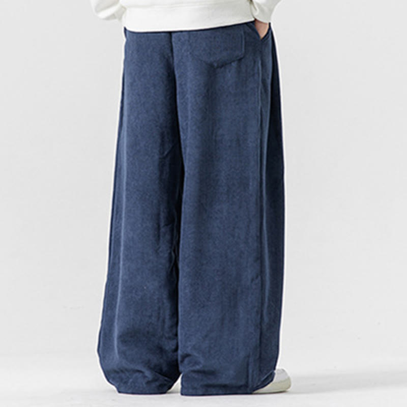 Nimara Ritual Solid Color Cotton Corduroy Men's Wide Leg Pants With Pockets