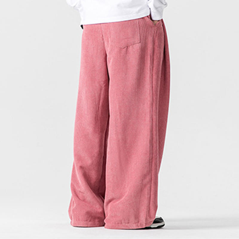 Nimara Ritual Solid Color Cotton Corduroy Men's Wide Leg Pants With Pockets
