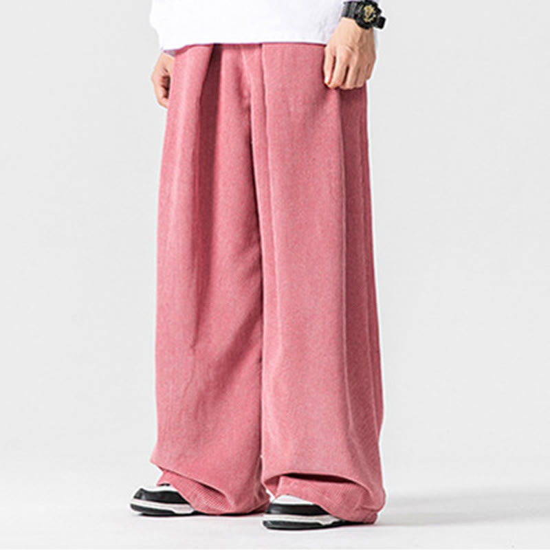 Nimara Ritual Solid Color Cotton Corduroy Men's Wide Leg Pants With Pockets