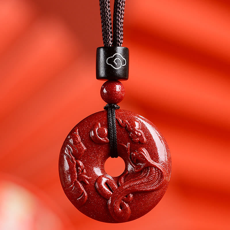 Nimara Ritual Chinese Zodiac Cinnabar Peace Buckle Calm Necklace Pendant